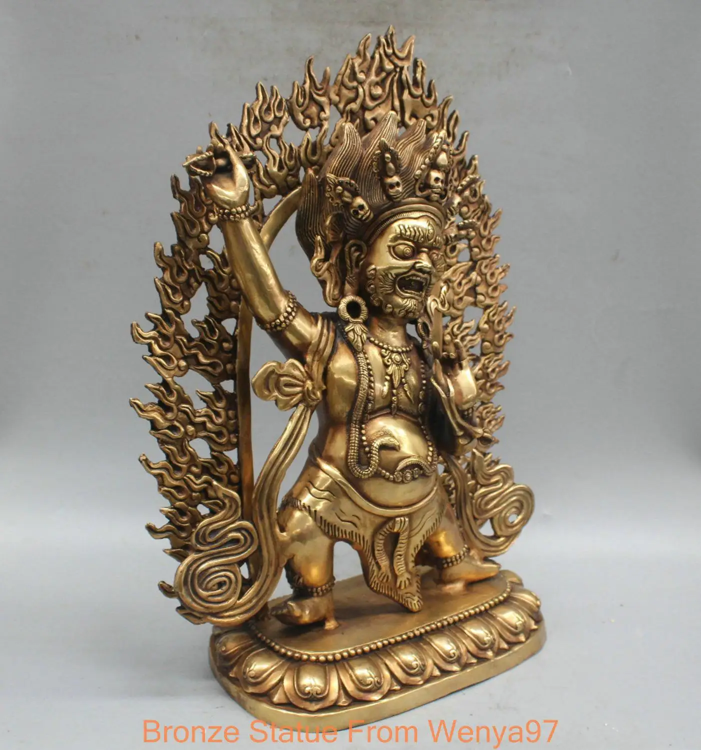 18 &quotКитай Тибет Ваджрапани Махакалы Ямантака Будды Бронзовая Статуя QQ|qq car|qq chinaqq