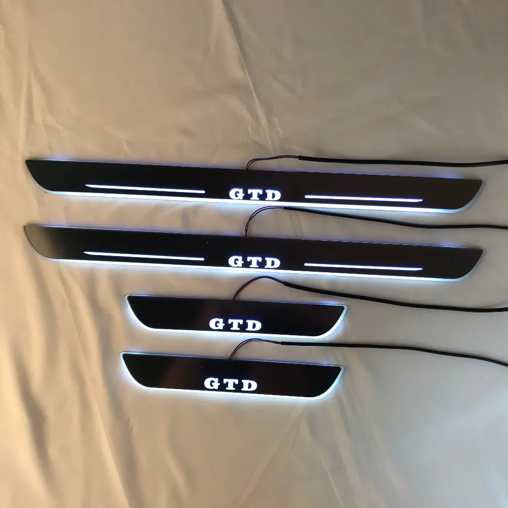 RQXR led движущиеся двери потертости для volkswagen golf 6 gtd динамический порог пластина плоская подкладка наложения потока/фиксированный свет, 4 шт