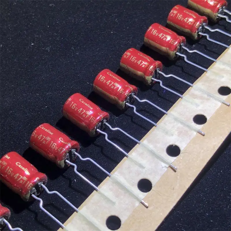 Оригинальный новый 100% 16V47UF красный жар аудио электролитический конденсатор