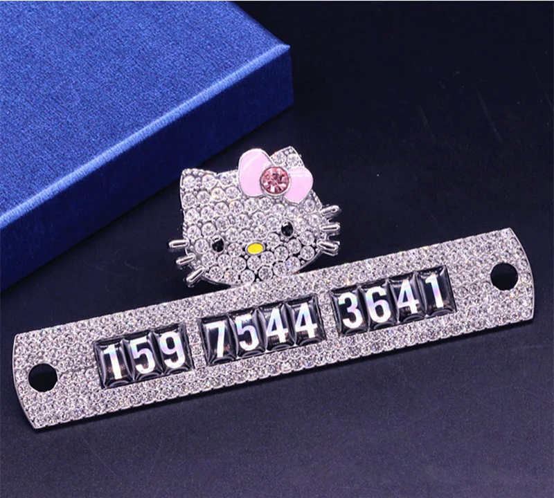 Шикарный милый мультфильм hello kitty Автомобильная временная парковка телефонная карточка пластина авто Сплав с алмазными креативными пластинами