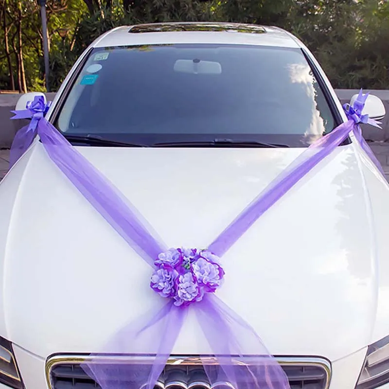 Style B Purple 3 вида стилей, свадебные, Автомобильные украшения, цветы, искусственные, для невесты, роза, сделай сам, романтический свадебный венок, вечерние, праздничные, декоративные принадлежности - Цвет: Style B Purple