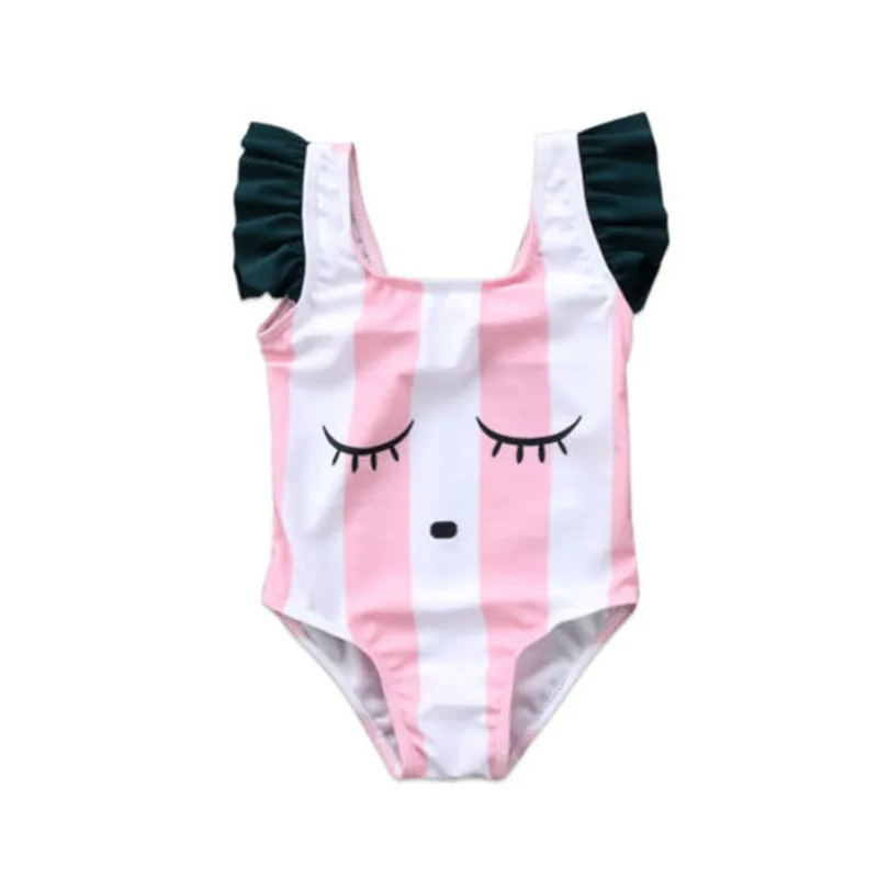 Милая Одежда для новорожденных и маленьких девочек полосатый купальник с
