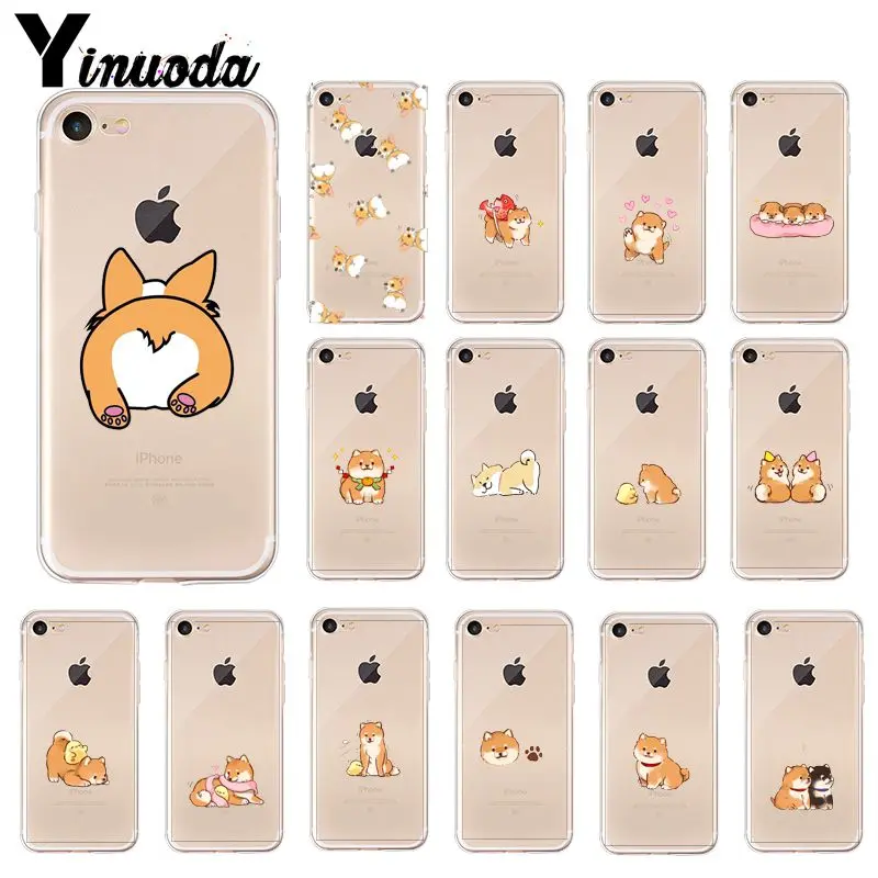 Yinuoda мультфильм корги прозрачный ТПУ Мягкий силиконовый чехол для телефона iPhone 5