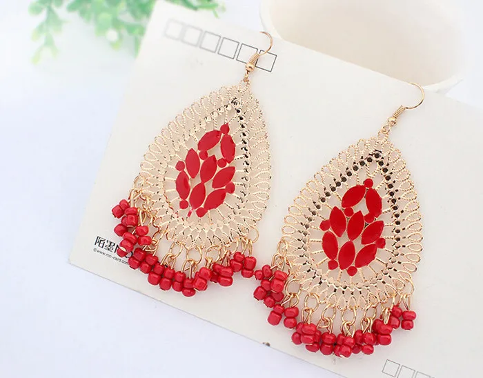 New European Fashion Elegant Atmosphere Classical Style Bohemia Resin Droplets Beads Earrings for Women Dangle earings | Украшения и