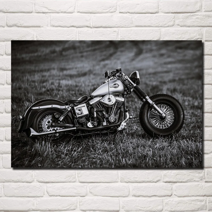 classic old motorcycles style nature fields bike posters on the wall picture home living room decoration for bedroom KD520 | Дом и сад
