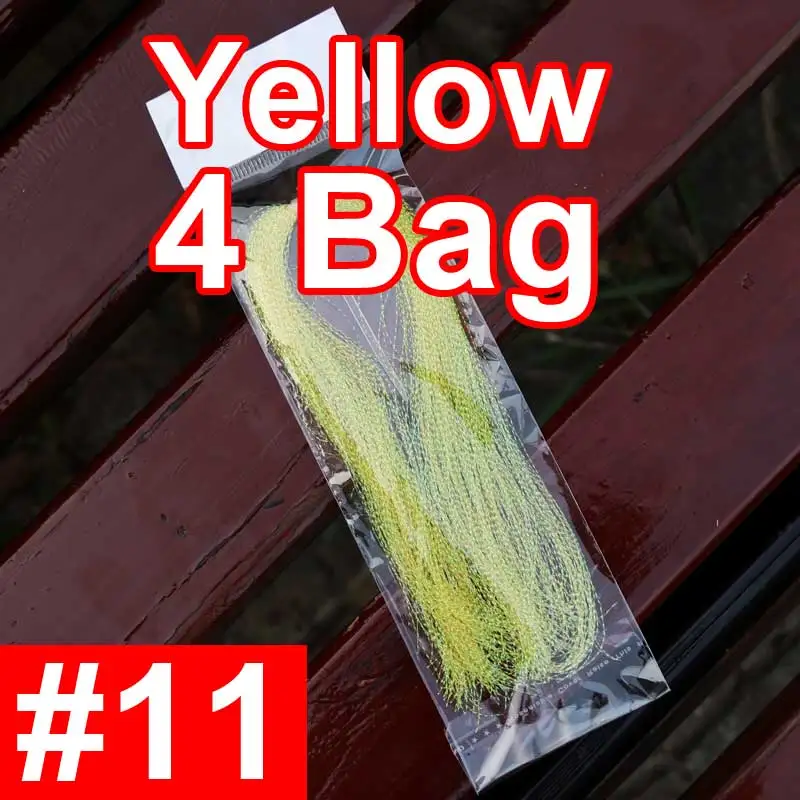 4 bags color n11 Bimoo 4 упаковки Flashabou Мишура для завязывания мушек Хрустальная вспышка для приманка с крючками материал для изготовления Krystal пряди золото серебро Радуга Розовый - Цвет: 4 bags color n11