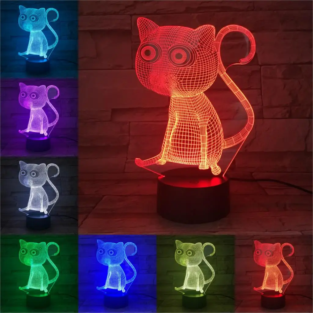 CAT 4 Милый кавайный котик 3D лампа животное Ночной светильник светодиодный USB гаджеты для настроения многоцветный светильник Настольная лампа для детей Детский подарок - Испускаемый цвет: CAT 4