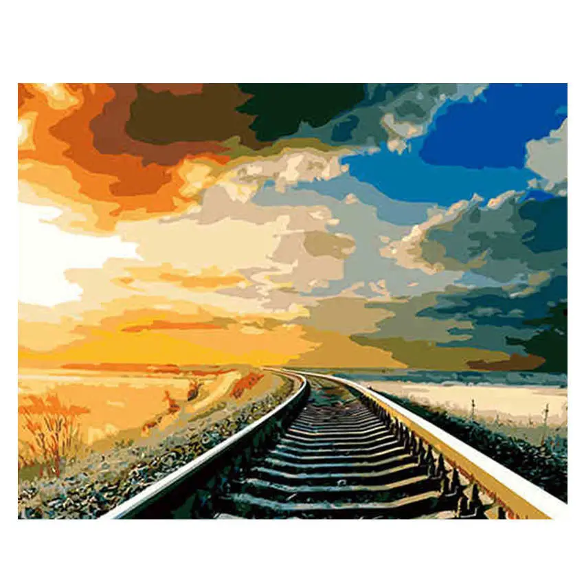 rail Painting 16 WEEN Абстрактная живопись животных Сделай Сам Краски ing по комплекты номеров носорог стены Рисование Акриловая Краска на холсте уникальный подарок для домашний декор - Цвет: rail Painting 16