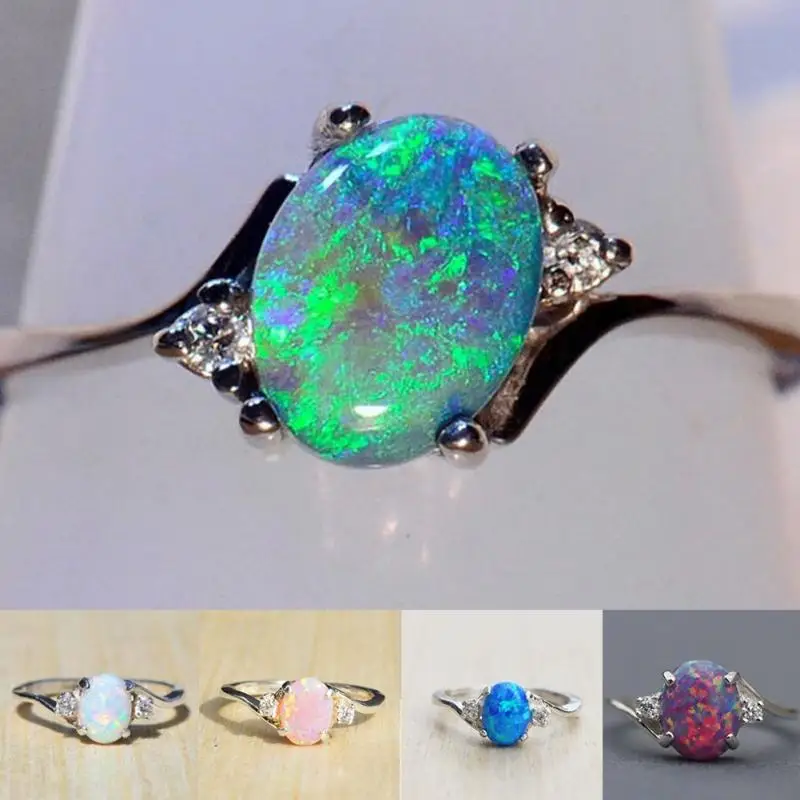Женское кольцо разноцветное серебряное мистик земля опал горный хрусталь