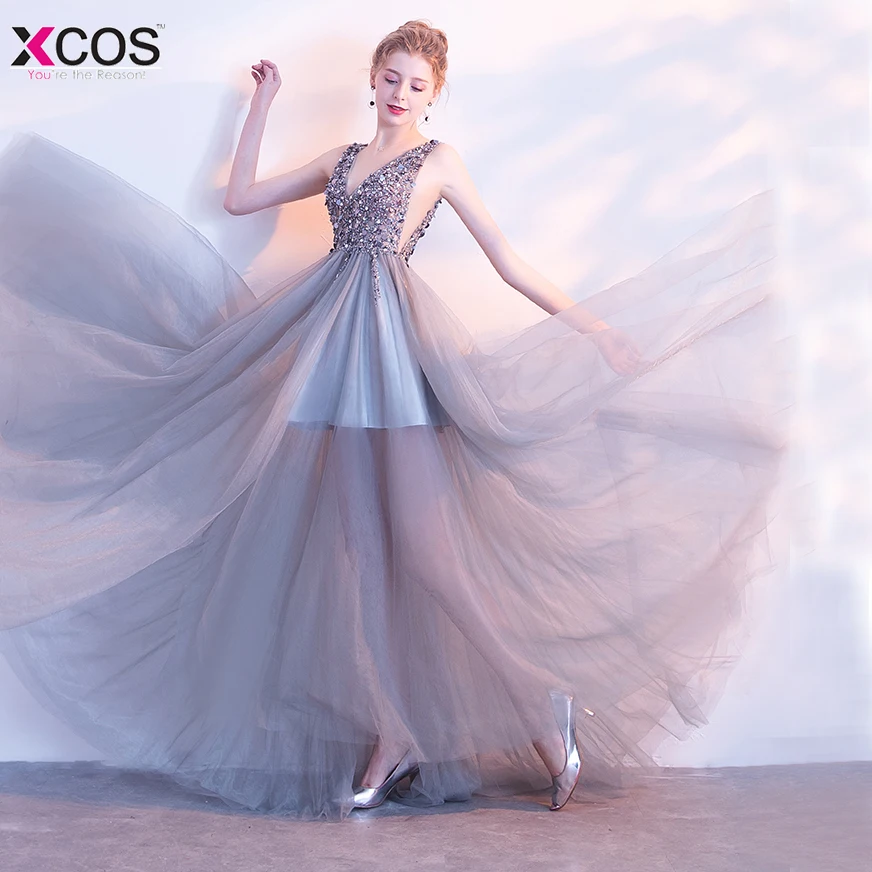 Сексуальные фатиновые платья для выпускного вечера с v-образным вырезом и