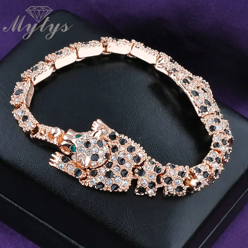 Женский браслет Mytys B308 B313 B501 с леопардовым принтом и кристаллами|link bracelet|bracelet