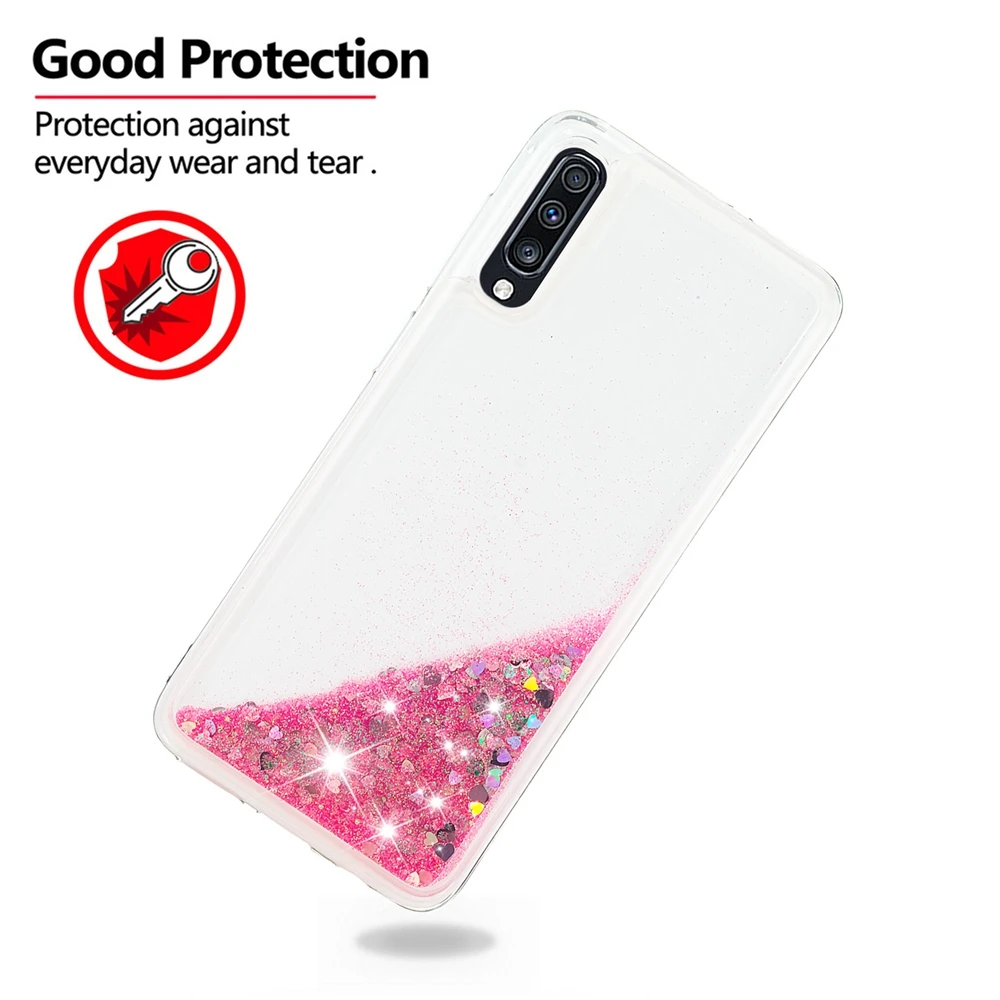 for Samsung A50 A70 Case Galaxy A7 2018 Glitter Dynamic Liquid Quicksand Cover etui A10 A20 A30 A40S | Мобильные телефоны и