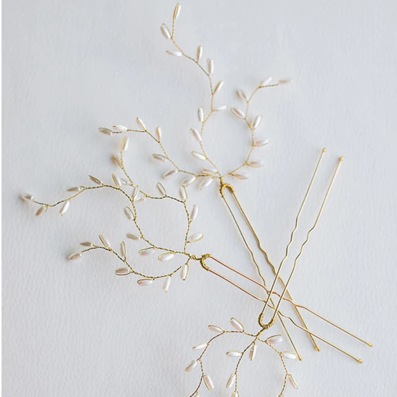 3 шт. золотые заколки для волос в форме листа свадебные винтажный свадебный