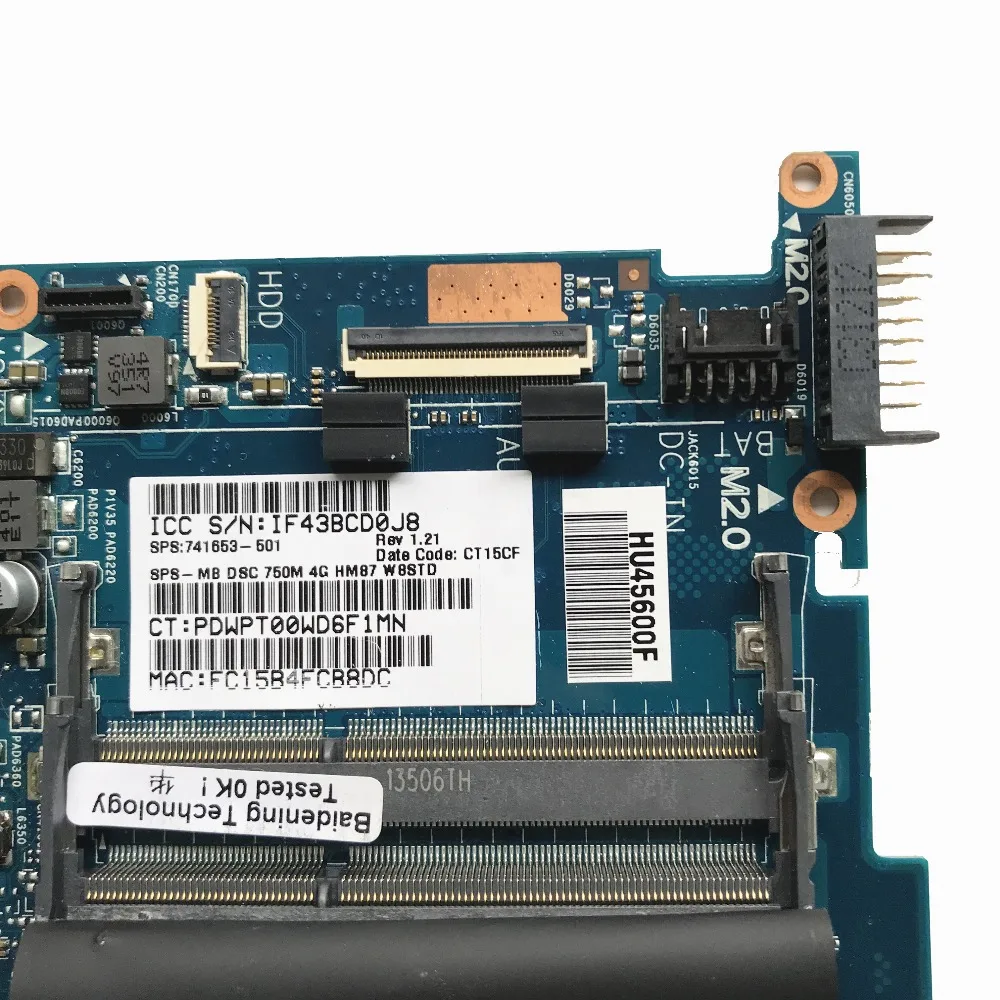 Материнская плата для ноутбука hp 15-J105TX 15-J Series 741653-501 PGA947 DDR3 HM86 GT750M 4 Гб, протестированная Быстрая