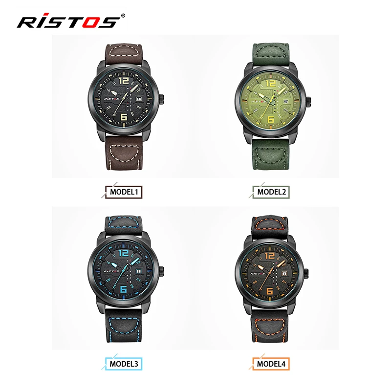 RISTOS Топ люксовый бренд мужские спортивные военные кварцевые часы Мужские