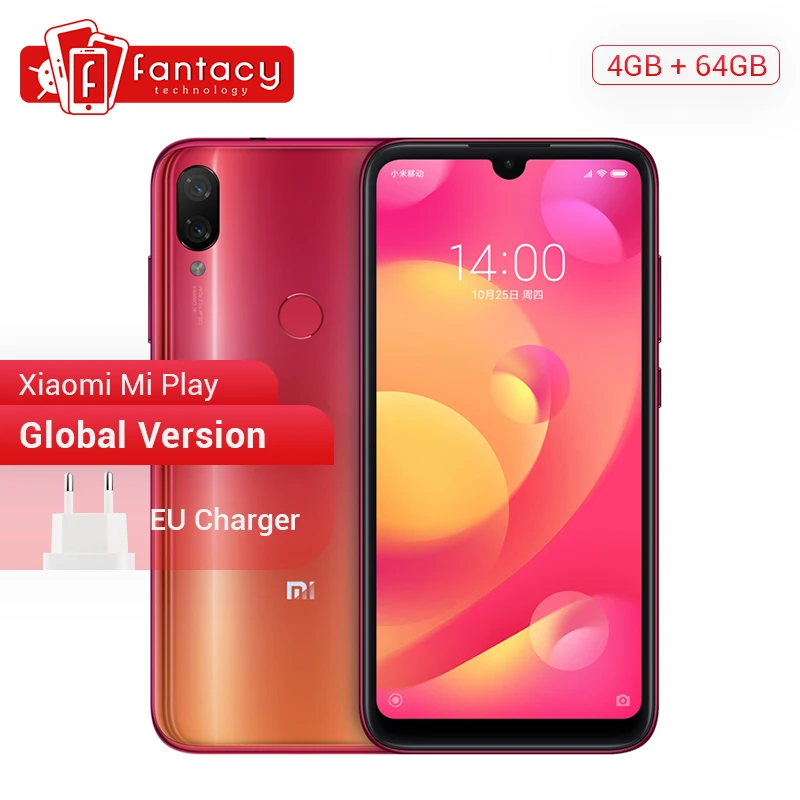 Глобальная версия Xiaomi Mi Play 4 Гб 64 5 84 ''FHD дисплей MTK Helio P35 Восьмиядерный AI Face 12MP