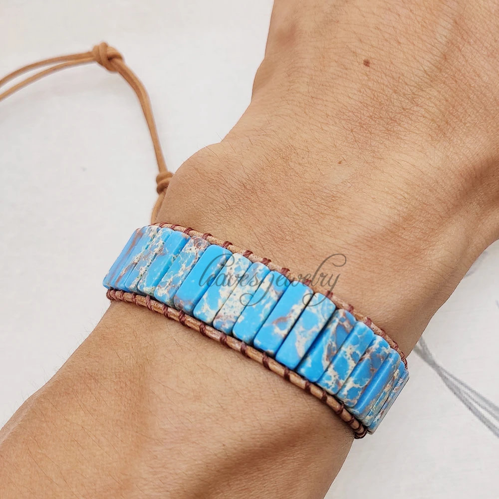 handmade dropshipping boho wrap bracelet for women Leather rope Natural stone Fancy | Украшения и аксессуары