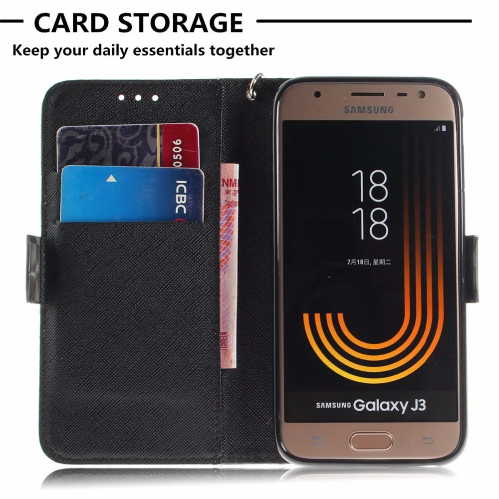 Роскошный чехол книжка с бумажником для Samsung J3 J5 J7 2017 европейская версия флип в
