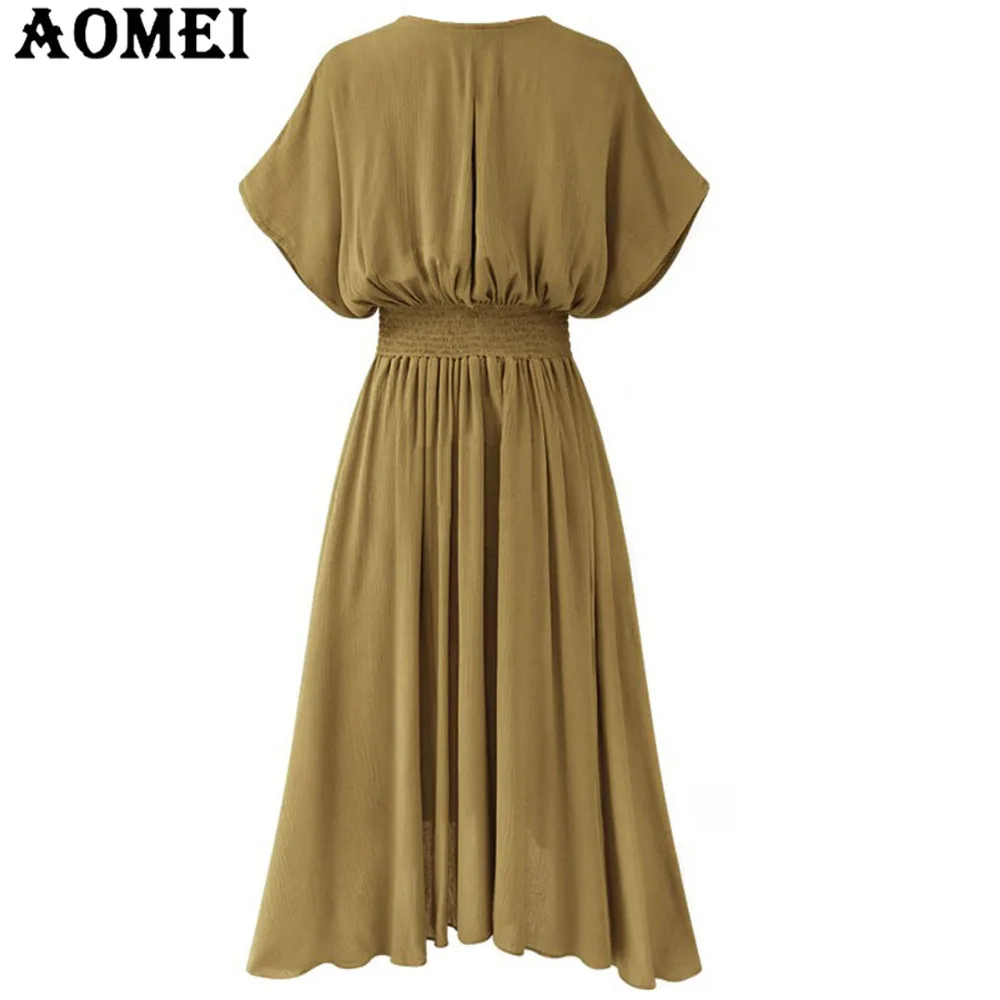 Женское сексуальное платье с коротким рукавом и v образным вырезом туника