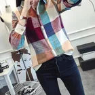 Рубашка женская Повседневная хлопковая в клетку, модная размера плюс свободного покроя, с длинным рукавом, вечерняя блузка разных цветов, весна 2019