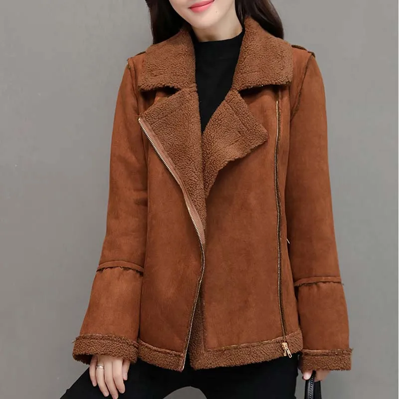 2017 зимнее женское толстое замшевое Пальто меховое пальто из овечьей шерсти