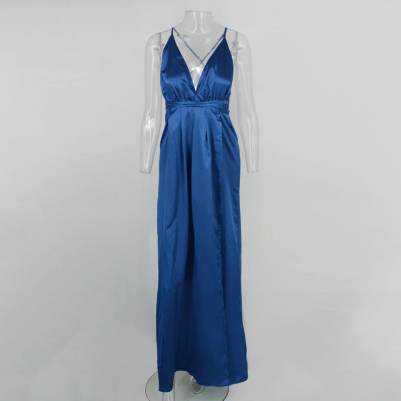 DRESSMECB летнее сексуальное длинное платье без рукавов с v-образным вырезом женское