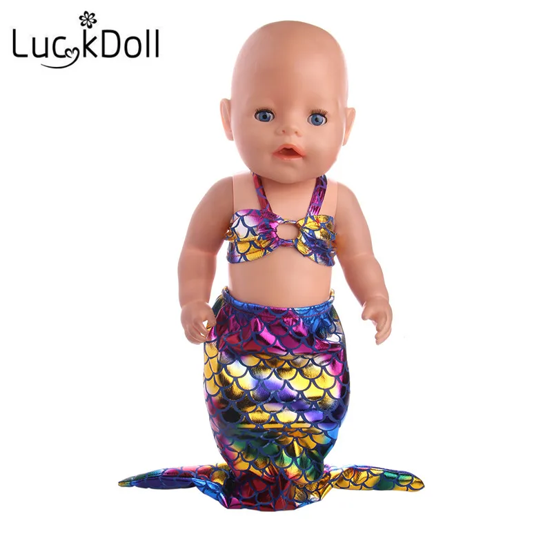 Юбка русалки с блестками LUCKDOLL подходит для куклы родов 43 см или 18 дюймовых