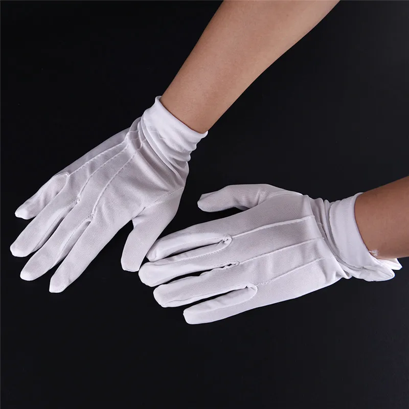 

White Cotton Gloves Formal Work Uniform Catering uniforms Magician Parades Inspection Five-fingers Women men's work gloves