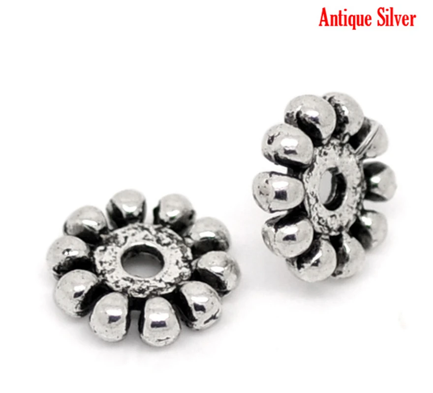 DoreenBeads 70 шт. изящный Тибетский серебристый цвет разделительные бусины диаметром