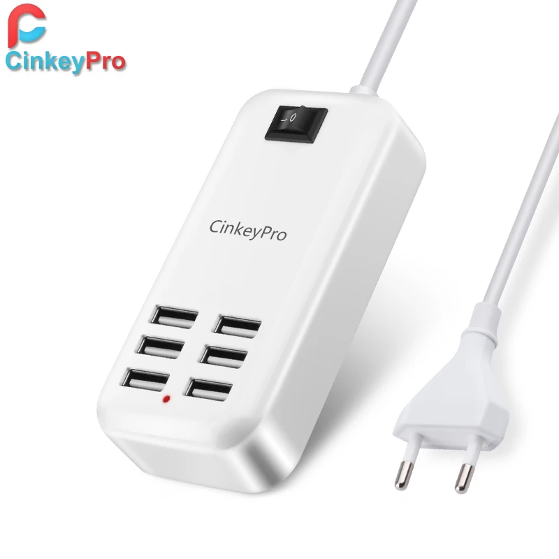 CinkeyPro 6 Порты USB Зарядное устройство с светодиодный светильник 5 V/3A быстро стол