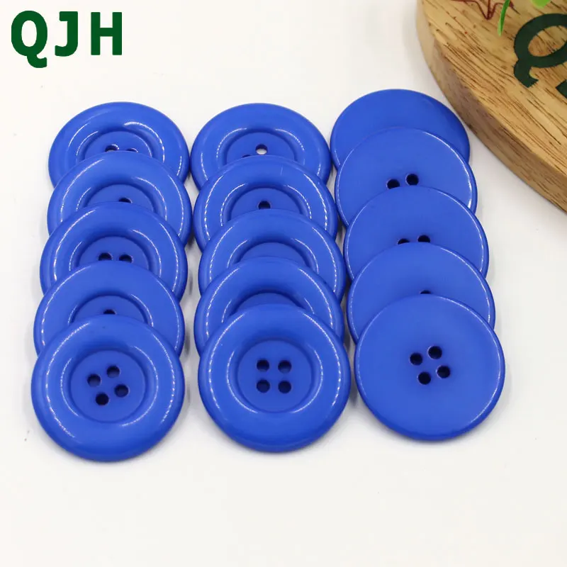 Dark blue QJH 10 шт. 38 мм пуговицы для пальто или свитера Большая одежда аксессуары DIY ремесло швейные инструменты 4 отверстия смоляные пуговицы - Цвет: Dark blue