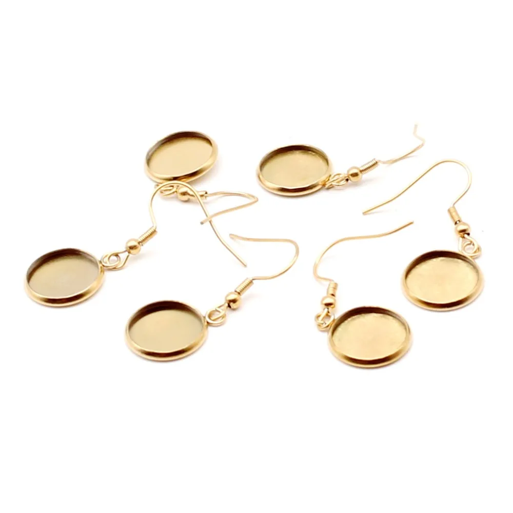 Золото тусклый Серебряный тон Серьги проволочные крючки из нержавеющей стали с 14