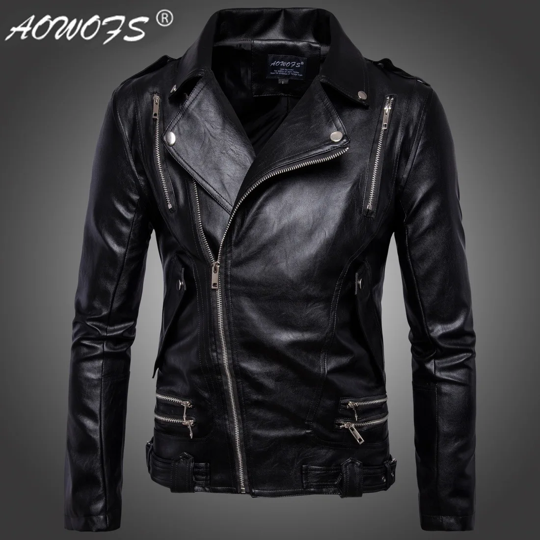 Мужская кожаная куртка на молнии с отложным воротником|leather jacket|leather jacket leather jacketmen