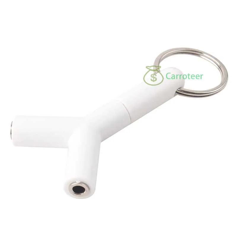 Carroteer Shop 3.5mm Male to 2 Female Stereo Audio Y Adapter Splitter Connector Keychain Mini |