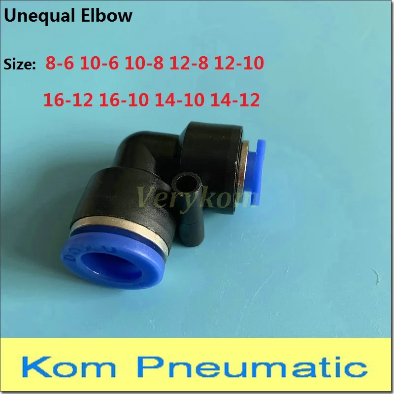 10pcs Pneumatic Unequal Elbow Union 6MM 8MM To 10MM 12MM Reducer One-touch Push In Plastic Air Fitting Connector 8-6 10-6 10-8 |