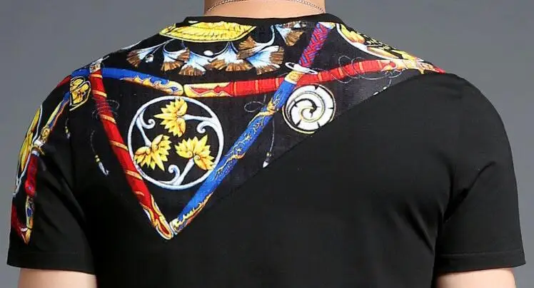 Новые летние поступления Для Мужчин's футболка черный Цвет с круглым вырезом и