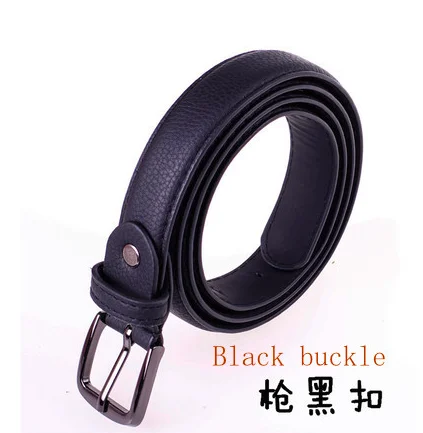 gun black buckle Черный ремень Женский Повседневный Универсальный PU женский ремень с пряжкой Модный Универсальный студенческий пояс - Цвет: gun black buckle
