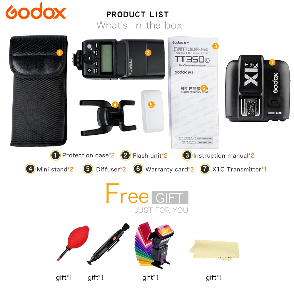 Вспышка GODOX TT350C Беспроводная вспышка Speedlite HSS 2 4G 1/8000s TTL + фотопередатчик для