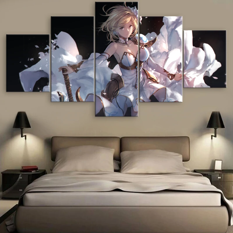 Современный домашний декор Granblue Fantasy Anime 5 шт. HD печать на стене искусство холсте