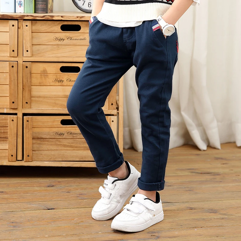 New Year Boys Pants Trousers Clothes Cotton Solid Elastic Waist Pencil For Fashion Embroidery Children Clothing | Детская одежда и