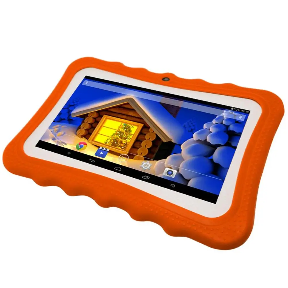 Orange Onleny 7 дюймов Q7 A33 четырехъядерный 512 МБ+ 4 Гб Android 4,4 Детский планшетный ПК с Bluetooth 1024x600 Двойная камера с силиконовый чехол - Цвет: Orange