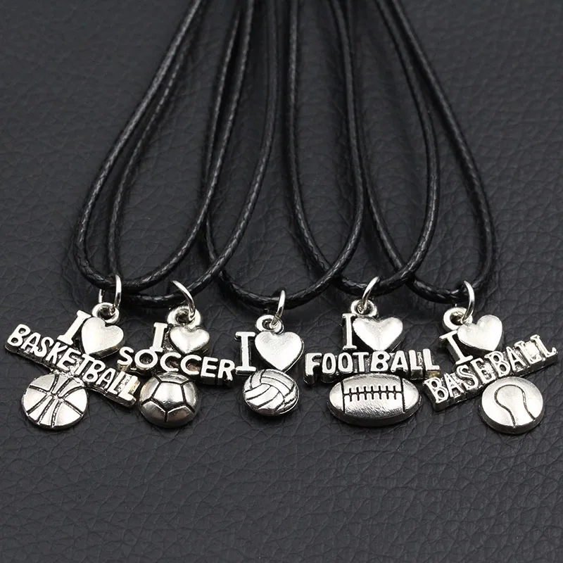 Оригинальное ожерелье I Love Basketball Soccer кожаное модные ювелирные изделия для женщин