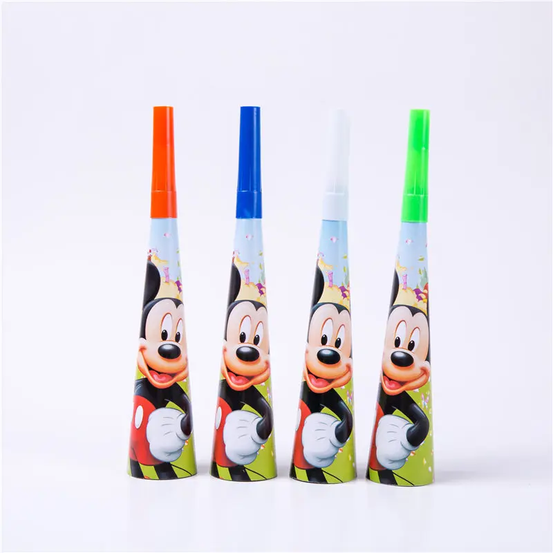 Horn 6 Pcs Минни Микки Маус одноразовая посуда набор бумажная тарелка салфетки чашка баннер для вечеринки в честь Дня Рождения украшения дети мальчик вечерние принадлежности - Цвет: Horn 6 Pcs
