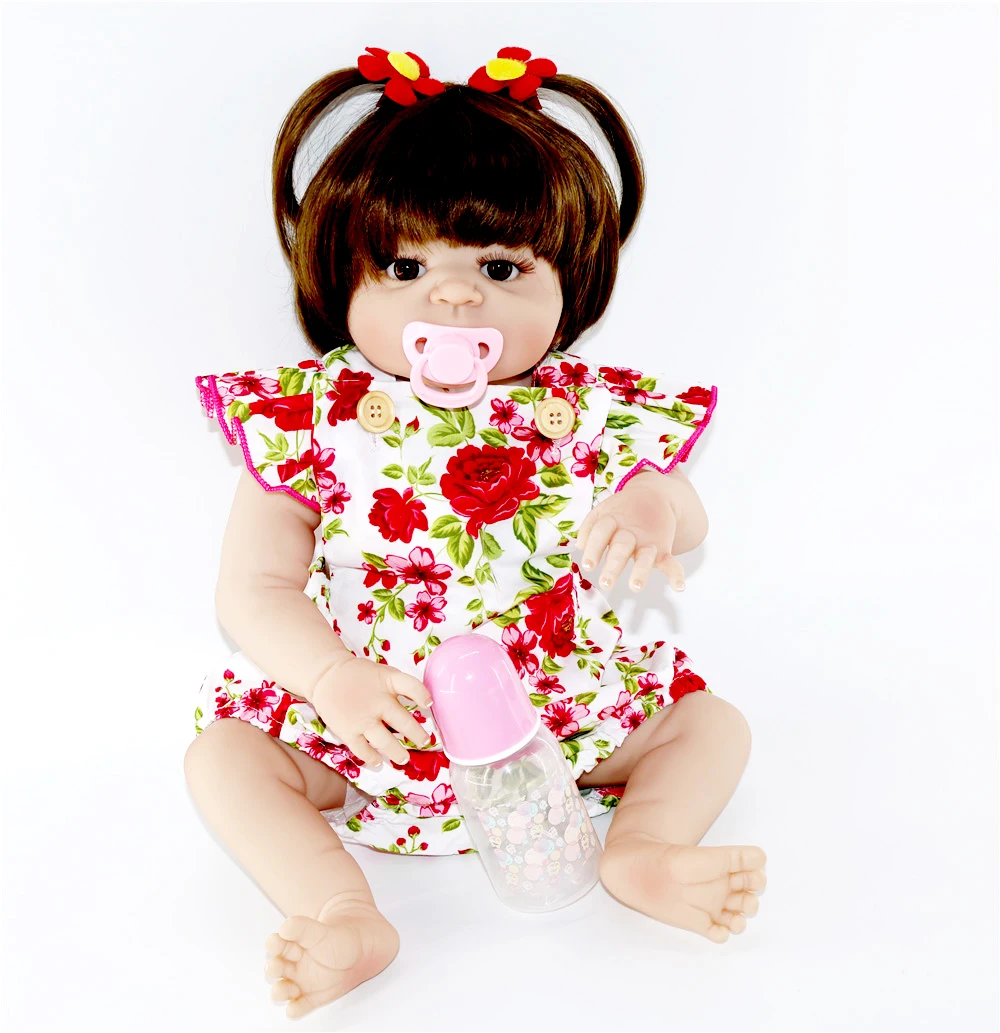 

55cm Full Silicone Body Reborn Baby Doll Toy Like Real 22inch Newborn Girl Princess Babies Doll Bathe Toy Xmas presents hot sale