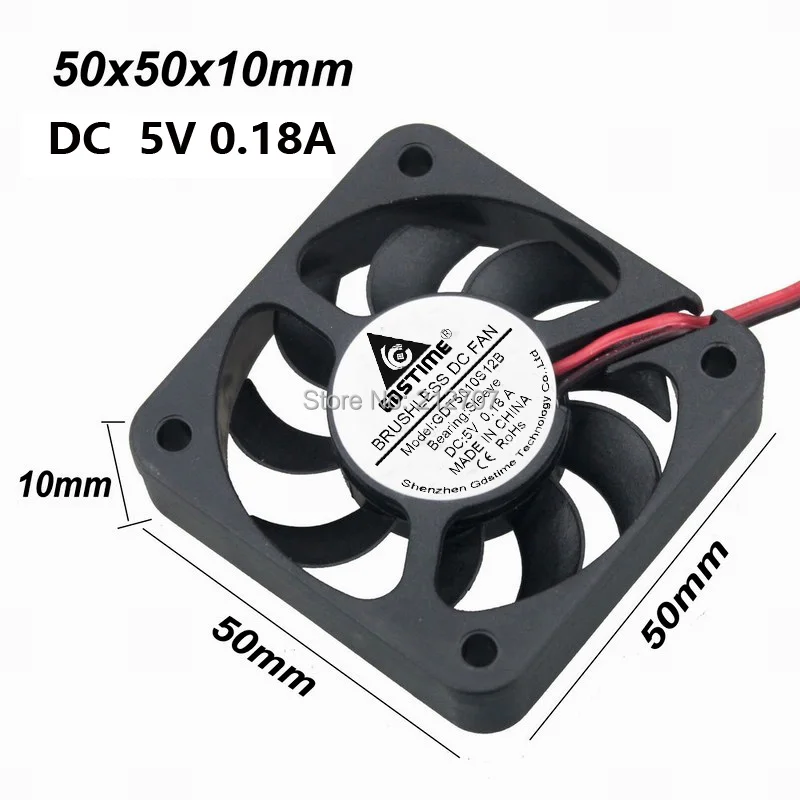 20 шт. Gdstime Вентилятор охлаждения 2Pin DC 5 вольт 50x50x12 мм 50 см 5010 9 лезвий В|cooling fan|5 voltfan