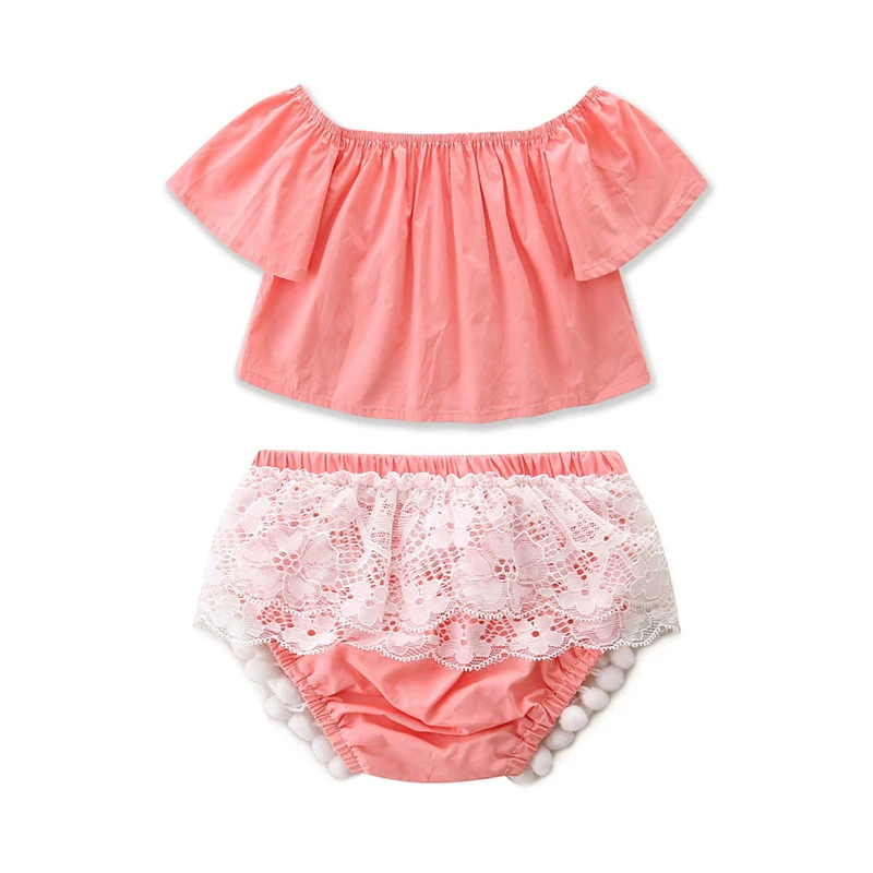 Комплект из 2 предметов розовая футболка с открытыми плечами для маленьких