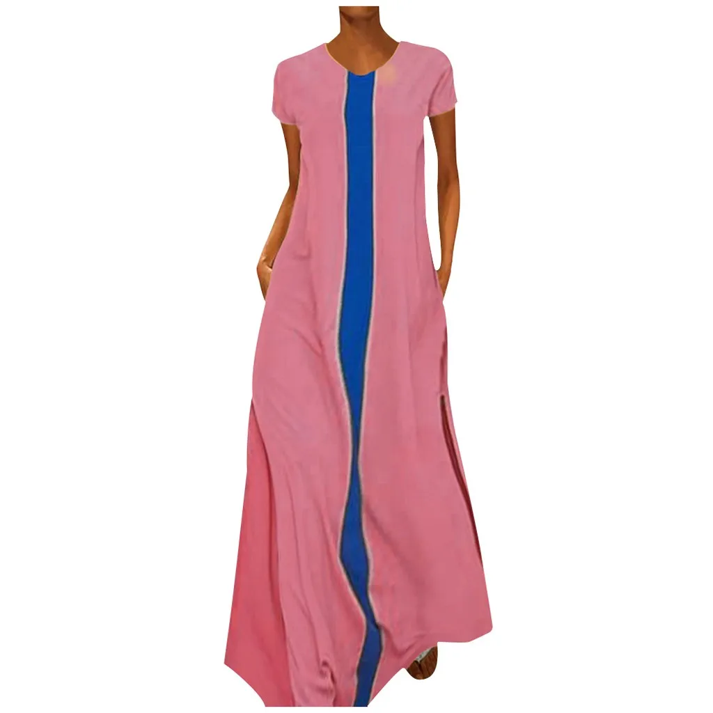 Dress women summer 2019 dress Fashion Striped Print Short Sleeve Long Y614 | Женская одежда