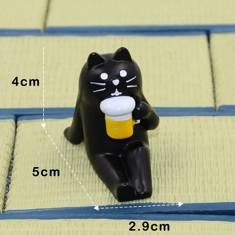 Черный кот медведь, еж миниатюрная фигурка Япония Смола ZAKKA игрушка Свадебный Декоративный волшебный сад статуя домашний сад декол