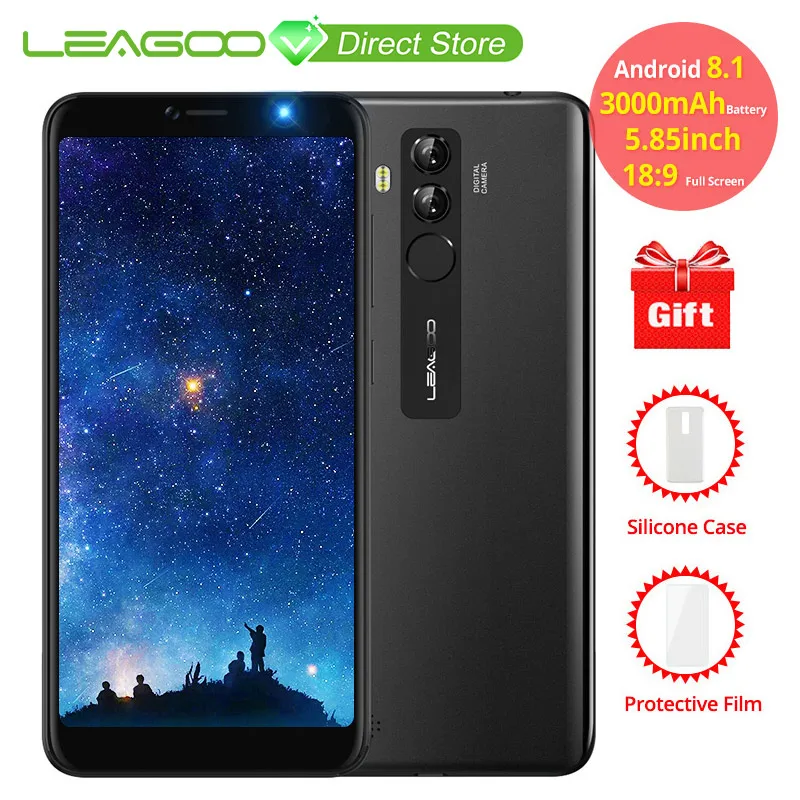 LEAGOO M9 Pro 5.72&quot HD+ 18:9 Screen 13MP Camera Android 8.1 Smartphone MT6739 Quad Core 2GB RAM 16GB 3000mAh Fingerprint Phone |