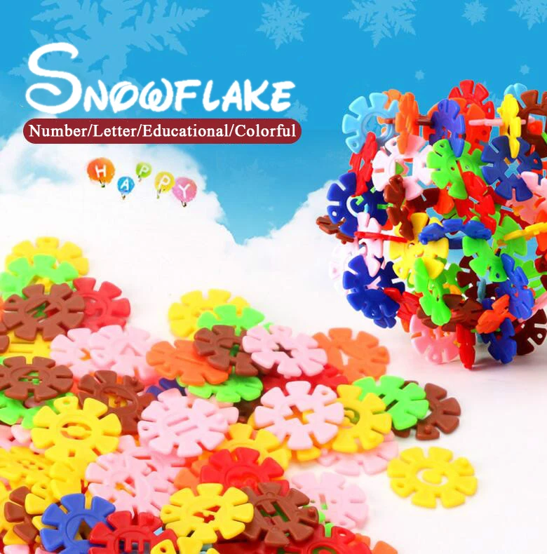 100/200/400pcs Монтессори Снежинка строительные блоки игрушка кирпич Снег DIY блок